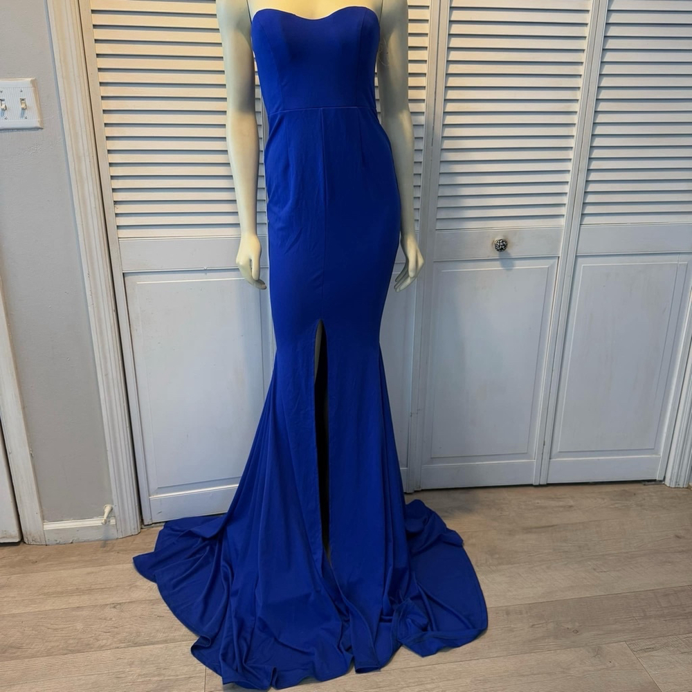 Women's Miss Dress Royal Blue Strapless Mermaid Gown, Size 2, Blue